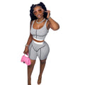 Knitted Ribbed Striped 2 Piece Sets Summer Outfits for Women 2023 Crop Top and Shorts Casual Matching Sets Sportwear Sweatsuits